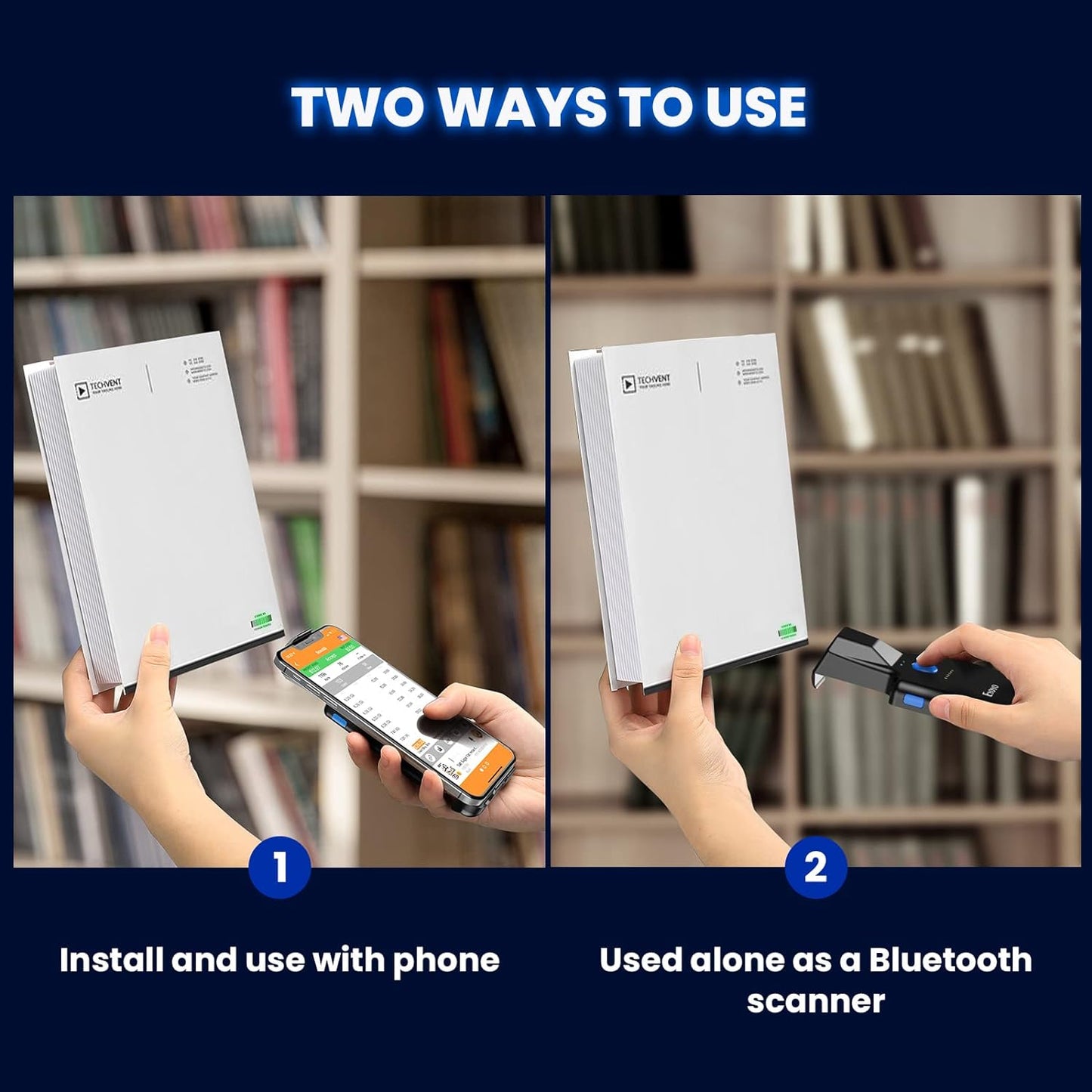 Skaner kodów kreskowych Bluetooth Eyoyo, bezprzewodowy czytnik kodów kreskowych 1D 2D QR z tylnym klipsem do urządzeń mobilnych, Android, IOS (+3 miesiące subskrypcji ShipTown)